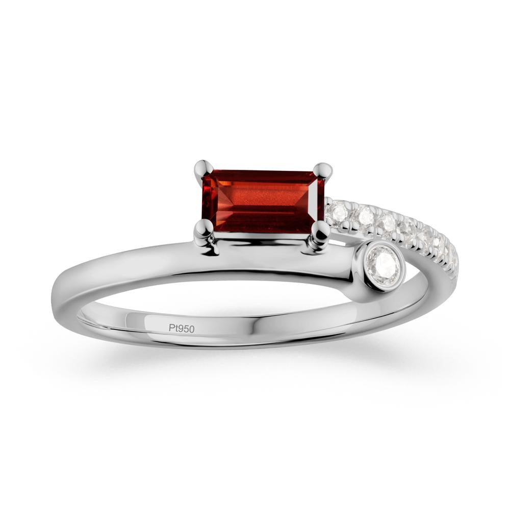Rectangular Cut Garnet Anniversary Ring - LUO Jewelry #metal_platinum