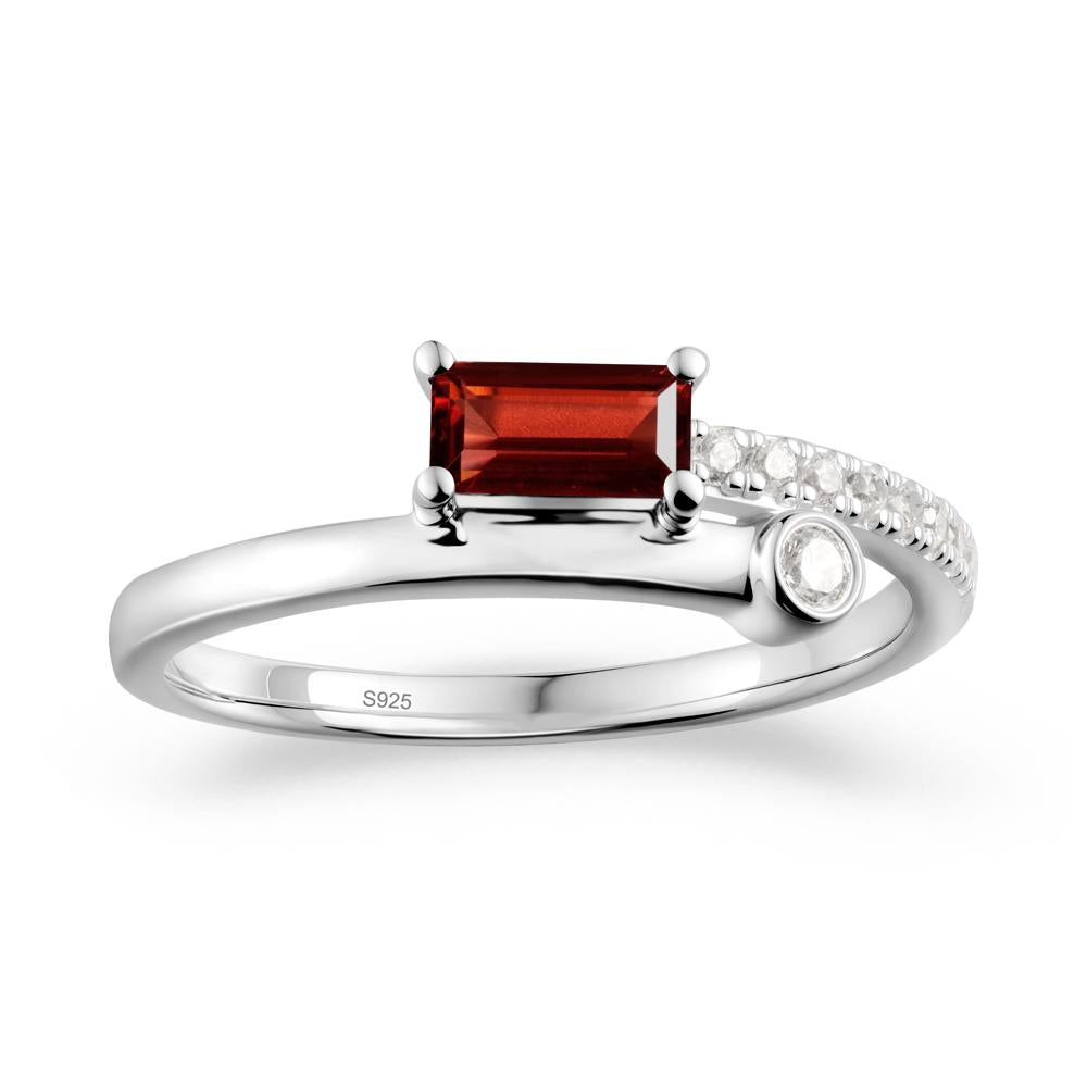 Rectangular Cut Garnet Anniversary Ring - LUO Jewelry #metal_sterling silver