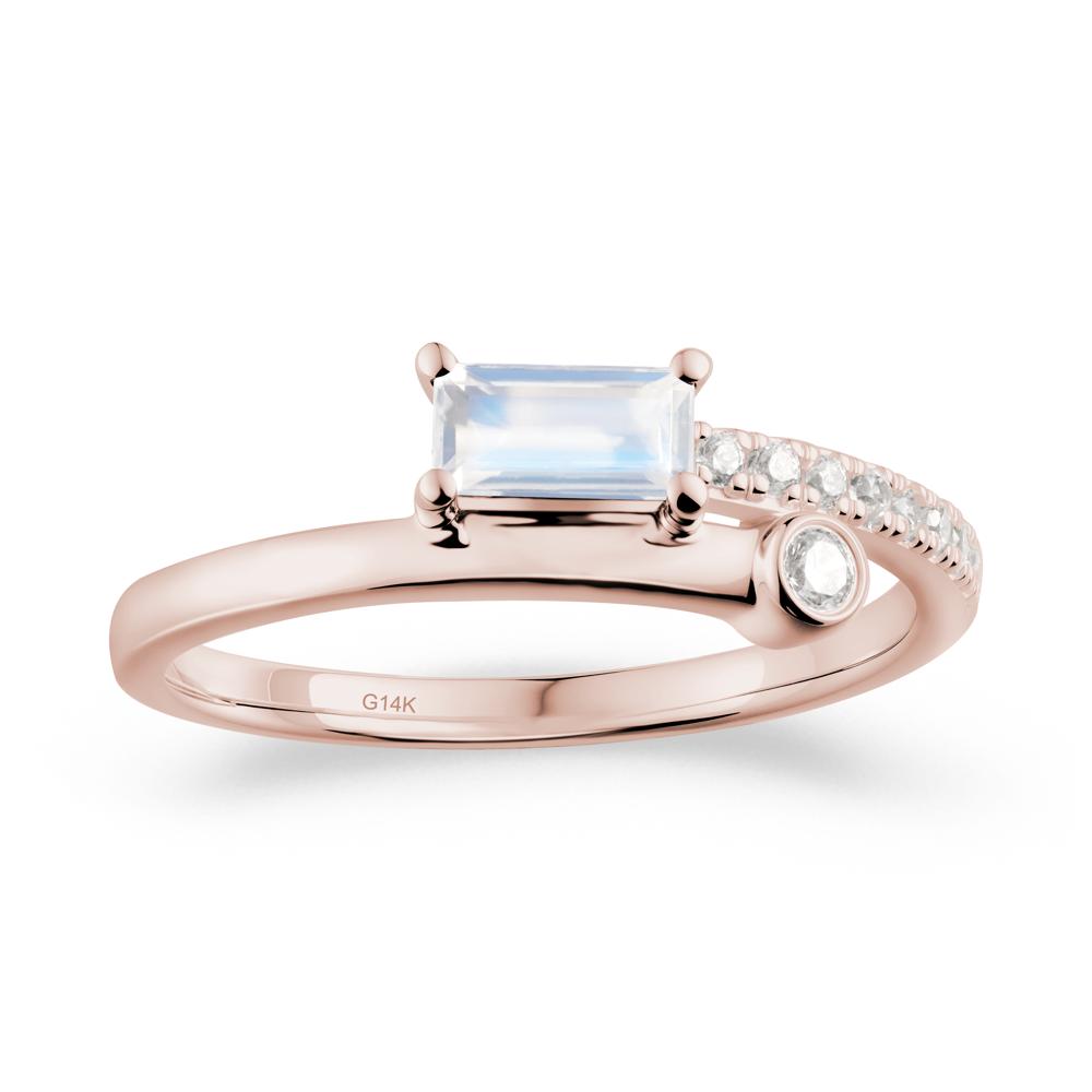 Rectangular Cut Moonstone Anniversary Ring - LUO Jewelry #metal_14k rose gold