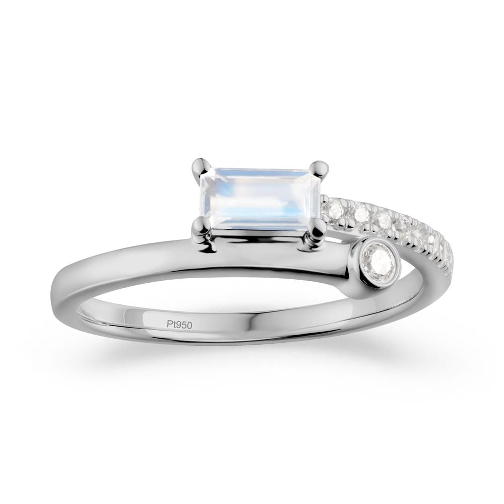 Rectangular Cut Moonstone Anniversary Ring - LUO Jewelry #metal_platinum