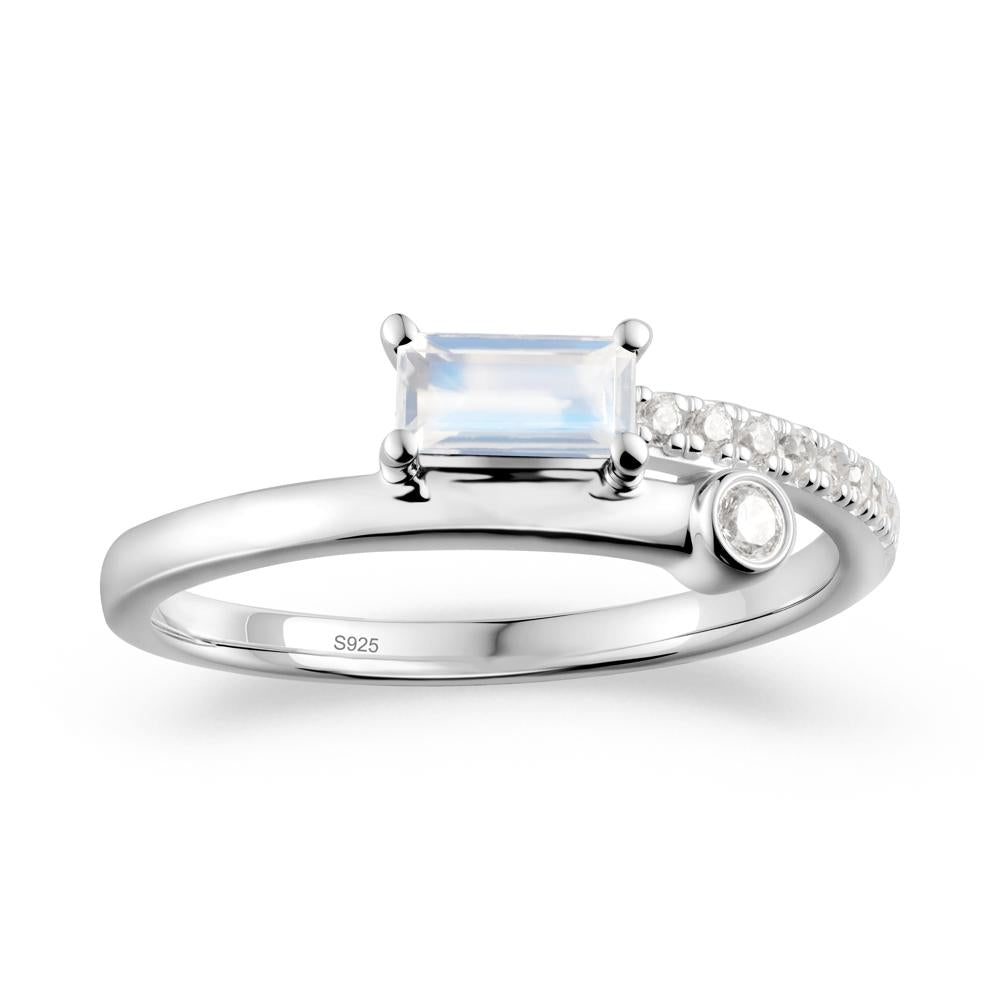 Rectangular Cut Moonstone Anniversary Ring - LUO Jewelry #metal_sterling silver