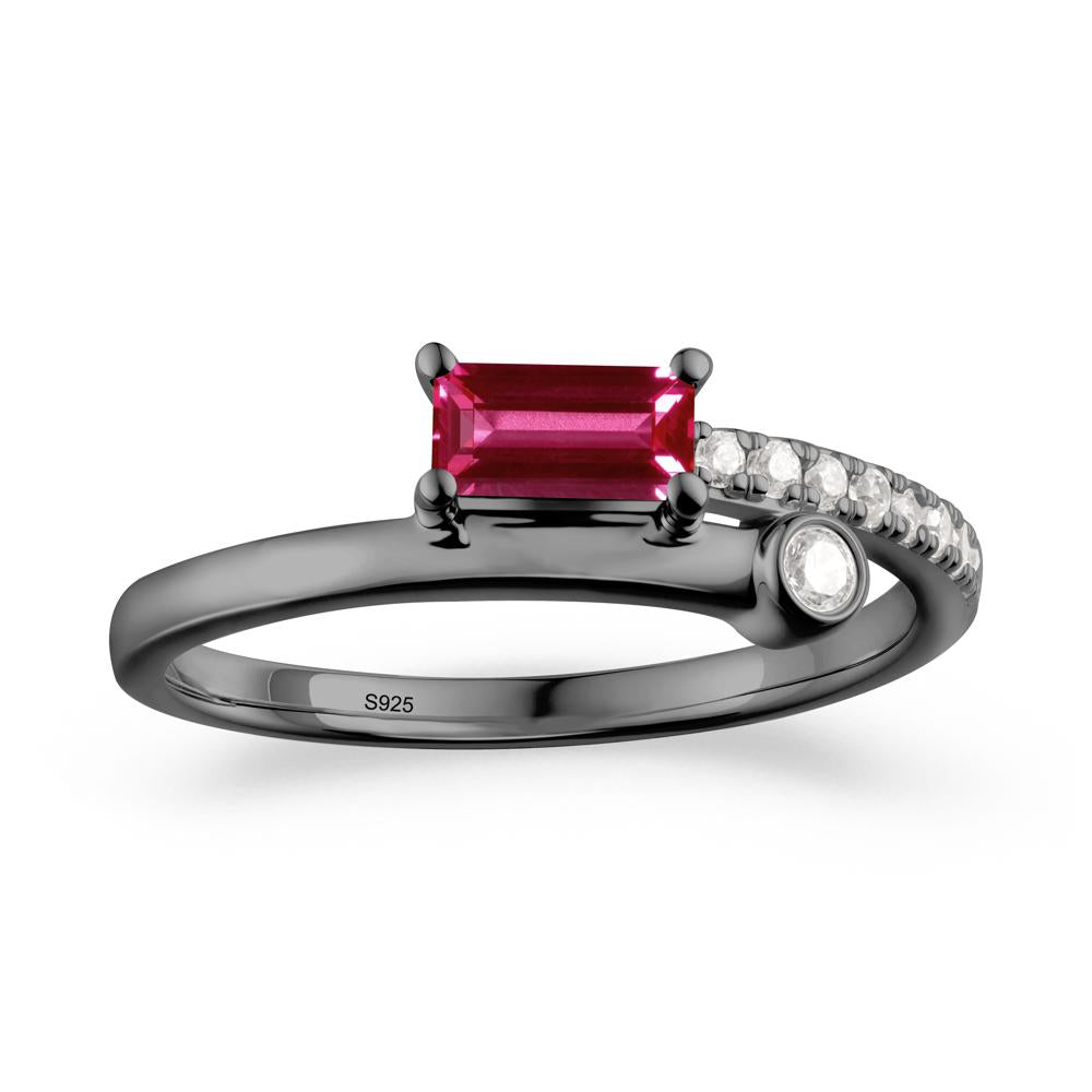 Toi Et Moi Ruby Ring for Women - LUO Jewelry #metal_black finish sterling silver