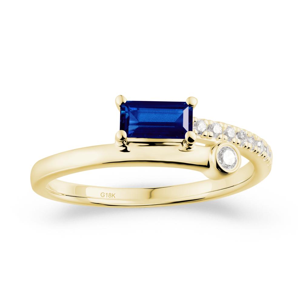 Unique Sapphire Baguette Ring for Everyday Wear - LUO Jewelry #metal_18k yellow gold