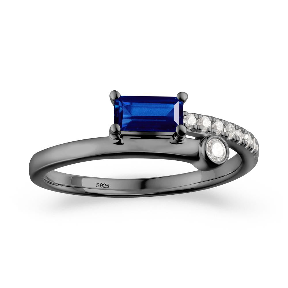 Unique Sapphire Baguette Ring for Everyday Wear - LUO Jewelry #metal_black finish sterling silver