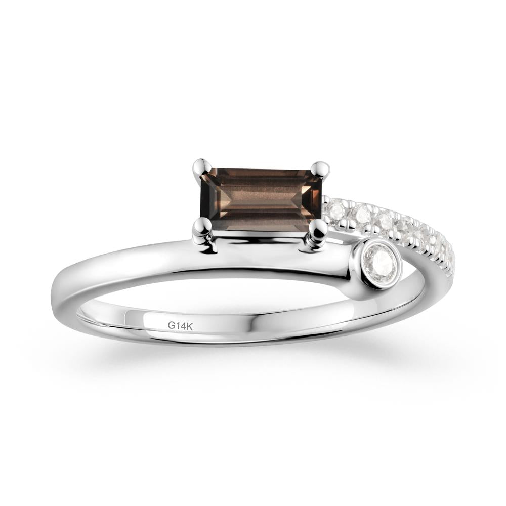 Rectangular Cut Smoky Quartz Anniversary Ring - LUO Jewelry #metal_14k white gold