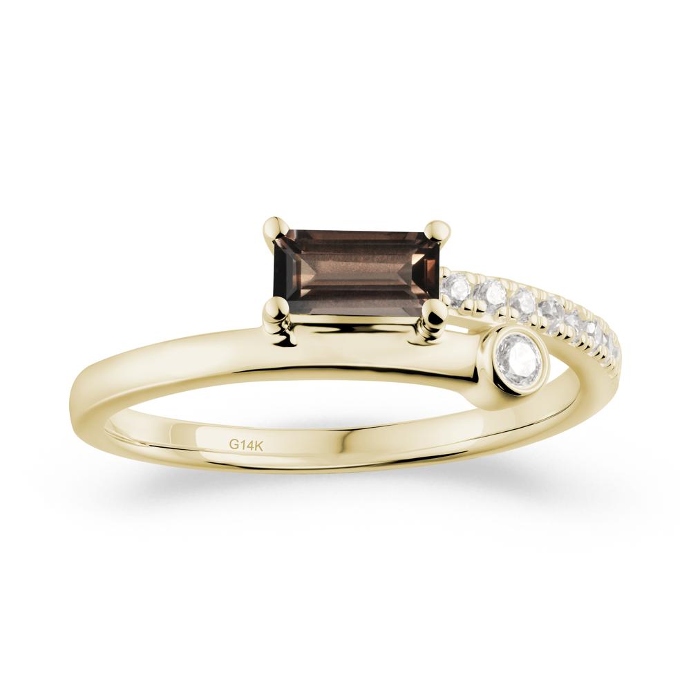 Rectangular Cut Smoky Quartz Anniversary Ring - LUO Jewelry #metal_14k yellow gold