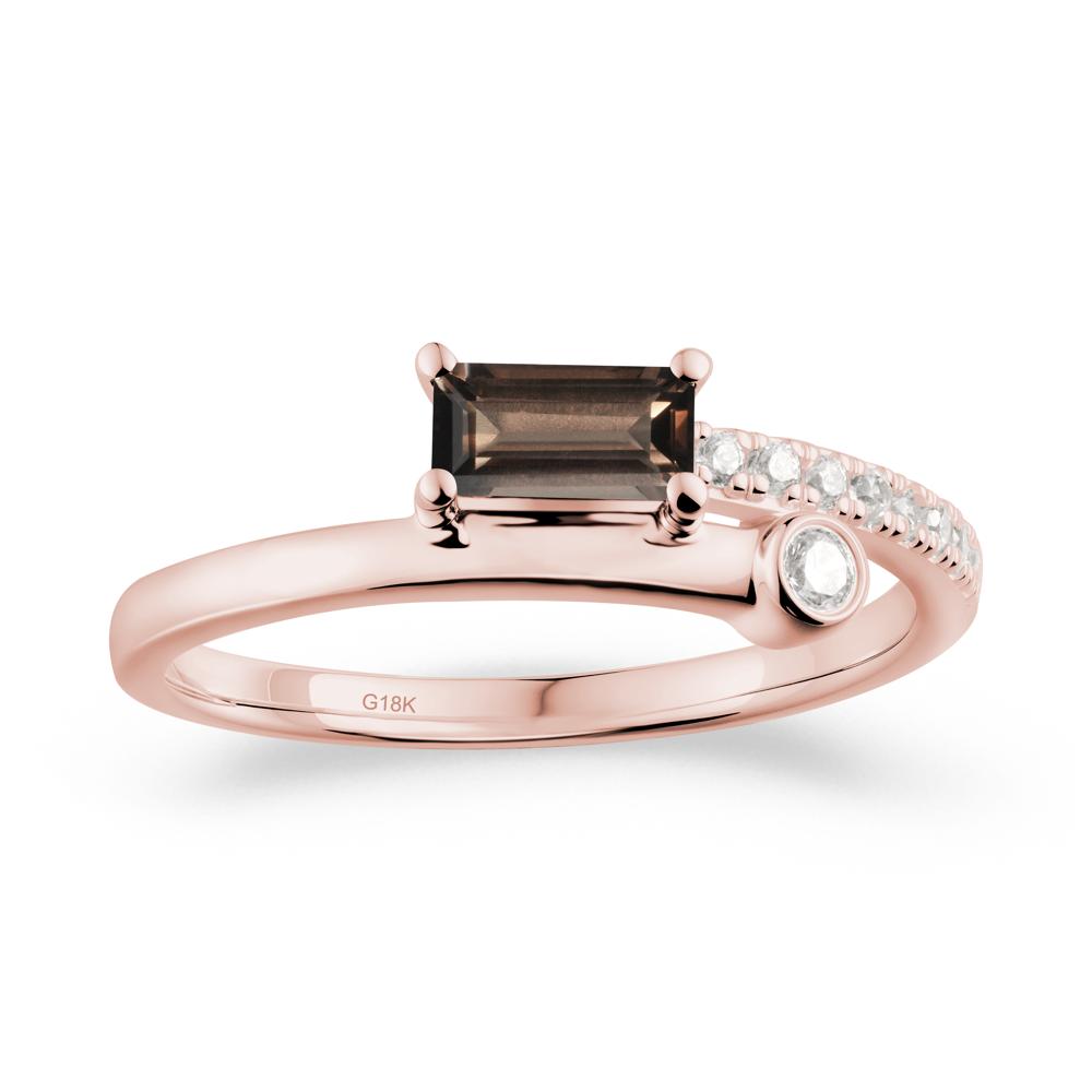 Rectangular Cut Smoky Quartz Anniversary Ring - LUO Jewelry #metal_18k rose gold