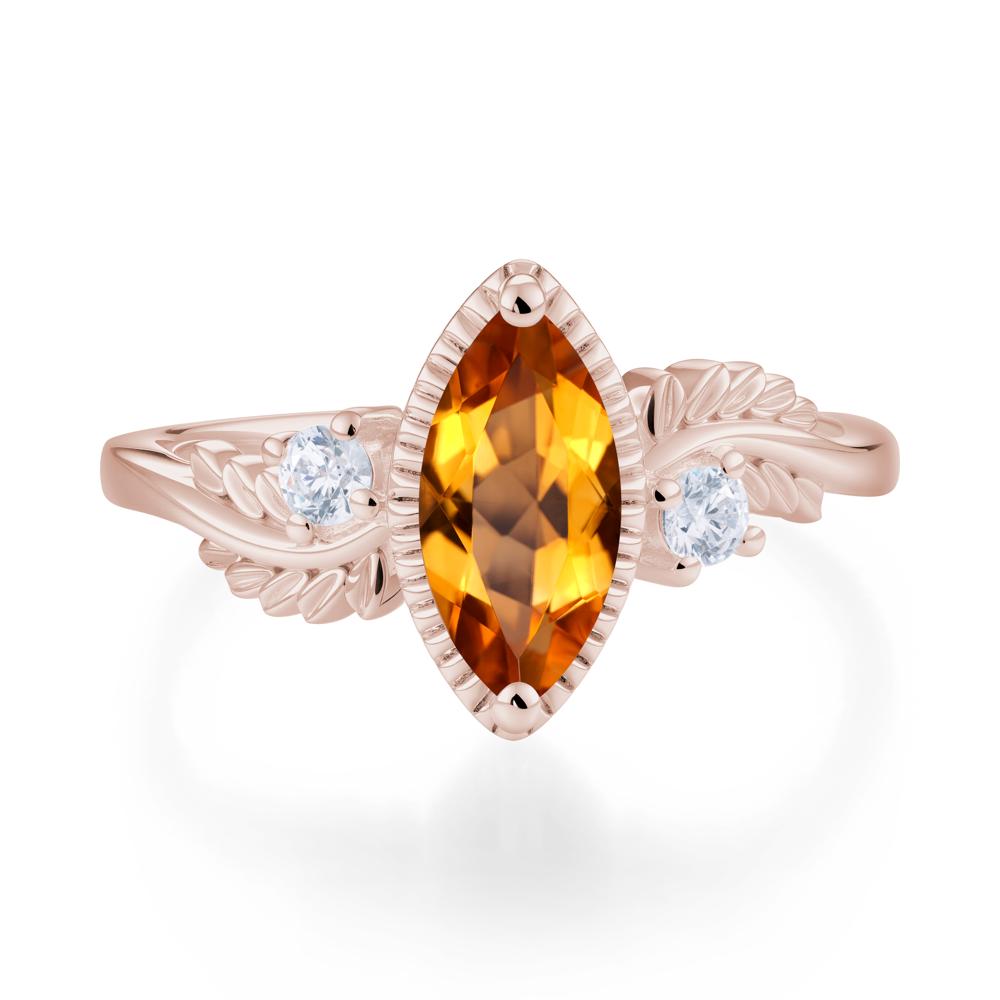 Twisted Leaf Lemon Quartz Wedding Ring - LUO Jewelry #gemstone_Citrine