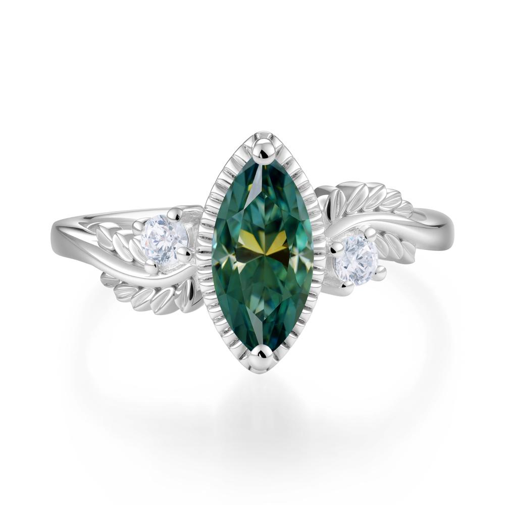 Twisted Leaf Lemon Quartz Wedding Ring - LUO Jewelry #gemstone_Green Moissanite