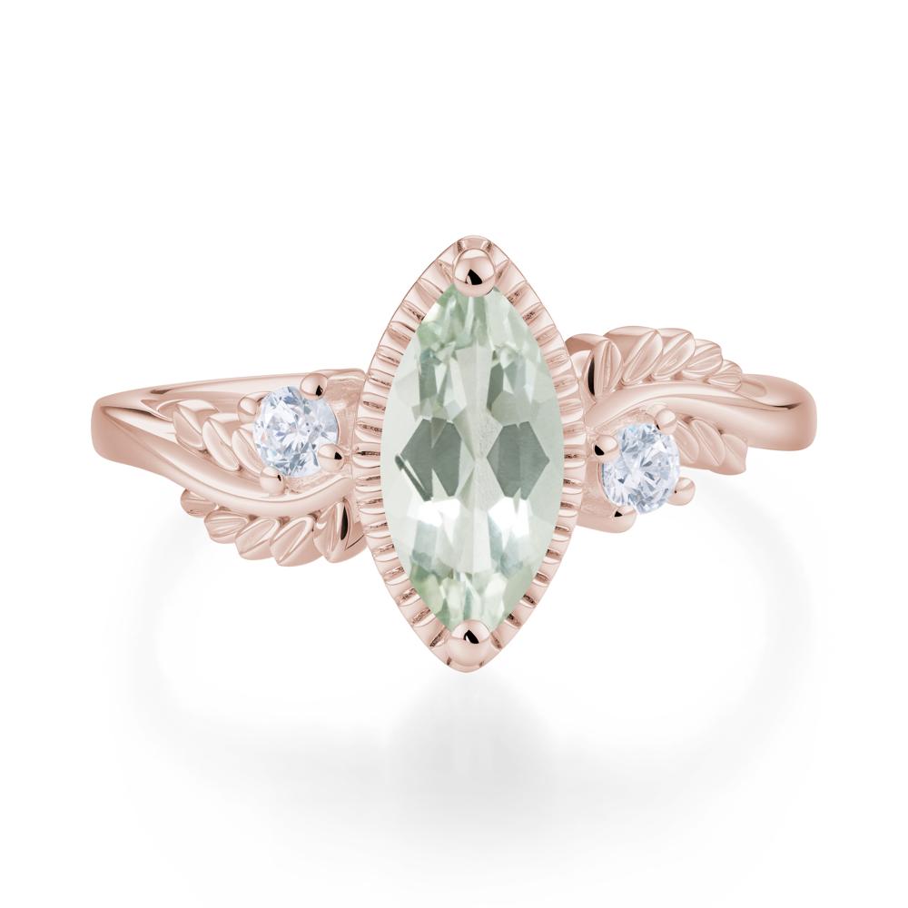 Twisted Leaf Lemon Quartz Wedding Ring - LUO Jewelry #gemstone_Green Amethyst