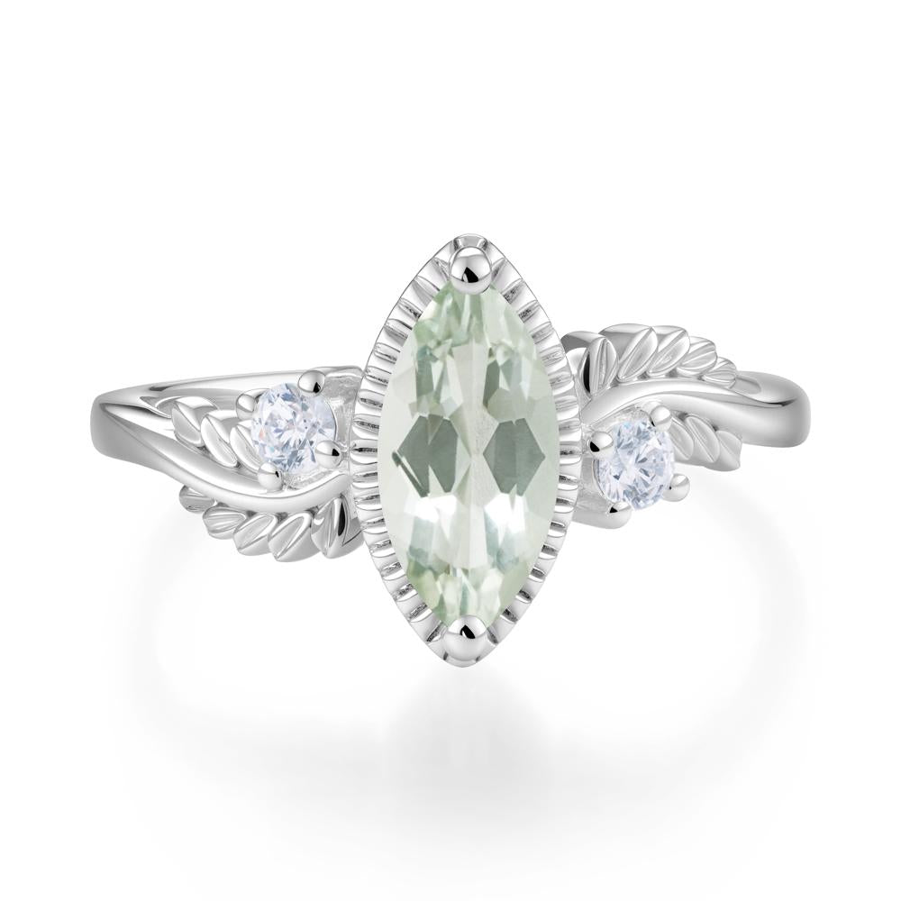 Twisted Leaf Lemon Quartz Wedding Ring - LUO Jewelry #gemstone_Green Amethyst