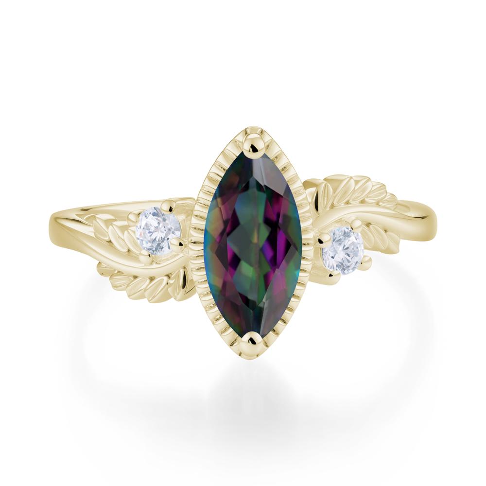 Twisted Leaf Lemon Quartz Wedding Ring - LUO Jewelry #gemstone_Mystic Topaz