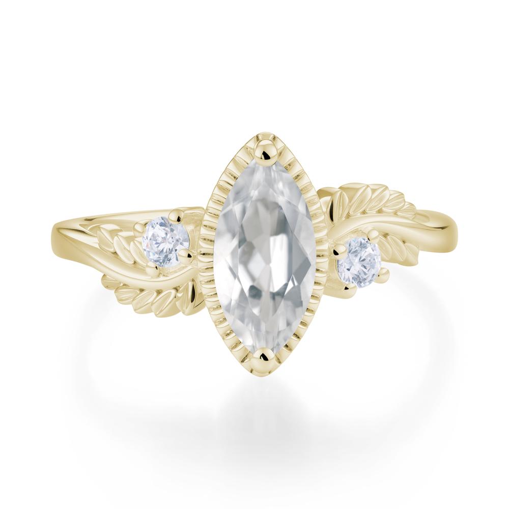 Twisted Leaf Lemon Quartz Wedding Ring - LUO Jewelry #gemstone_White Topaz