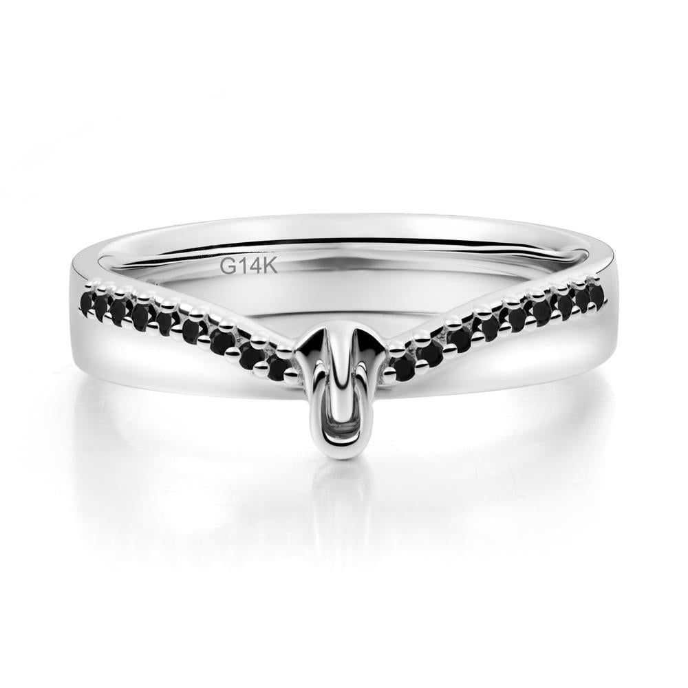 Black Spinel Modern Chevron Stackable Ring - LUO Jewelry #metal_14k white gold