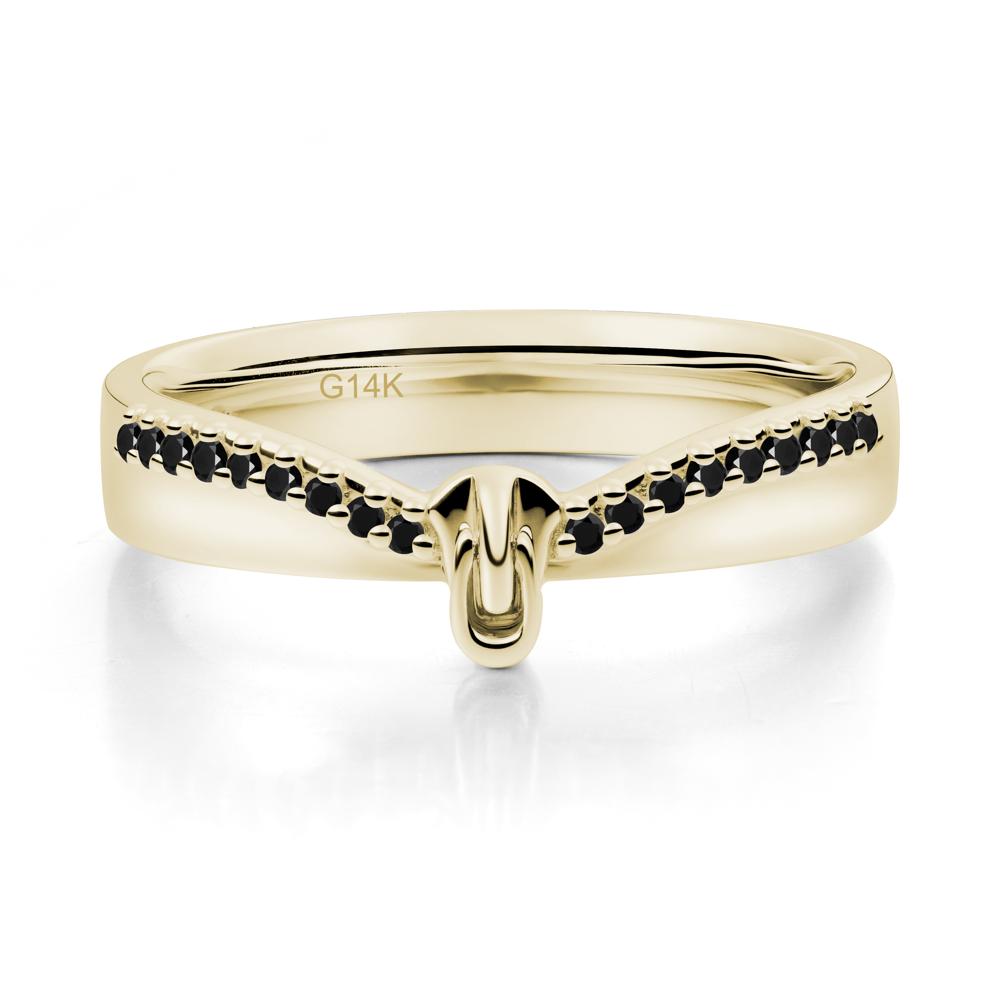 Black Spinel Modern Chevron Stackable Ring - LUO Jewelry #metal_14k yellow gold