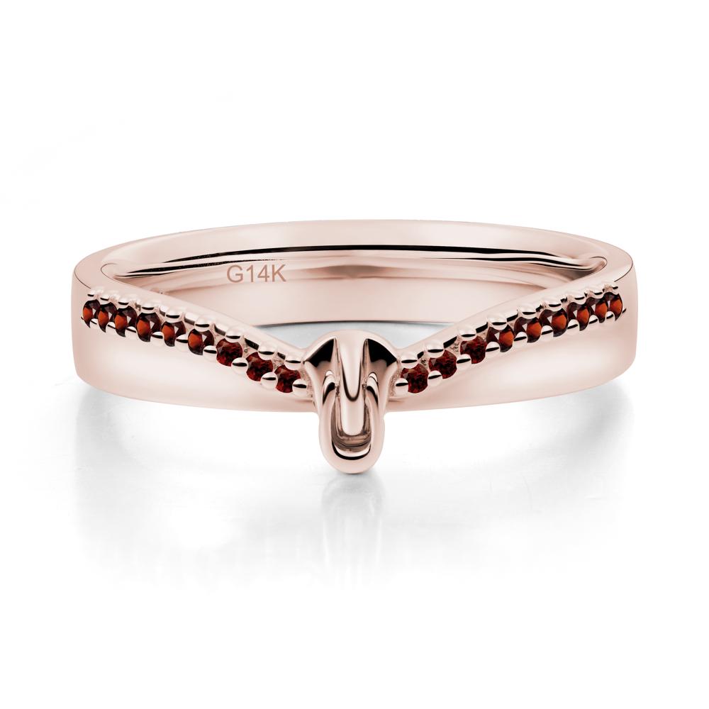 Zipper Inspired Movable Clasp Garnet Curved Ring - LUO Jewelry #metal_14k rose gold