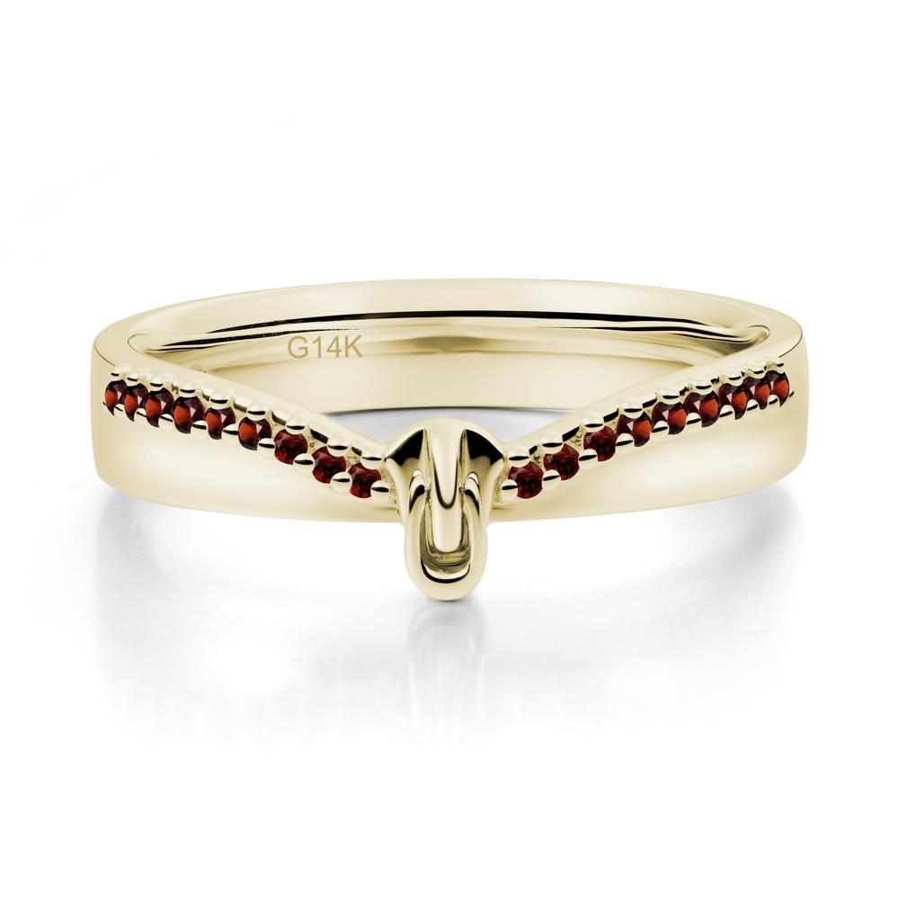 Zipper Inspired Movable Clasp Garnet Curved Ring - LUO Jewelry #metal_14k yellow gold