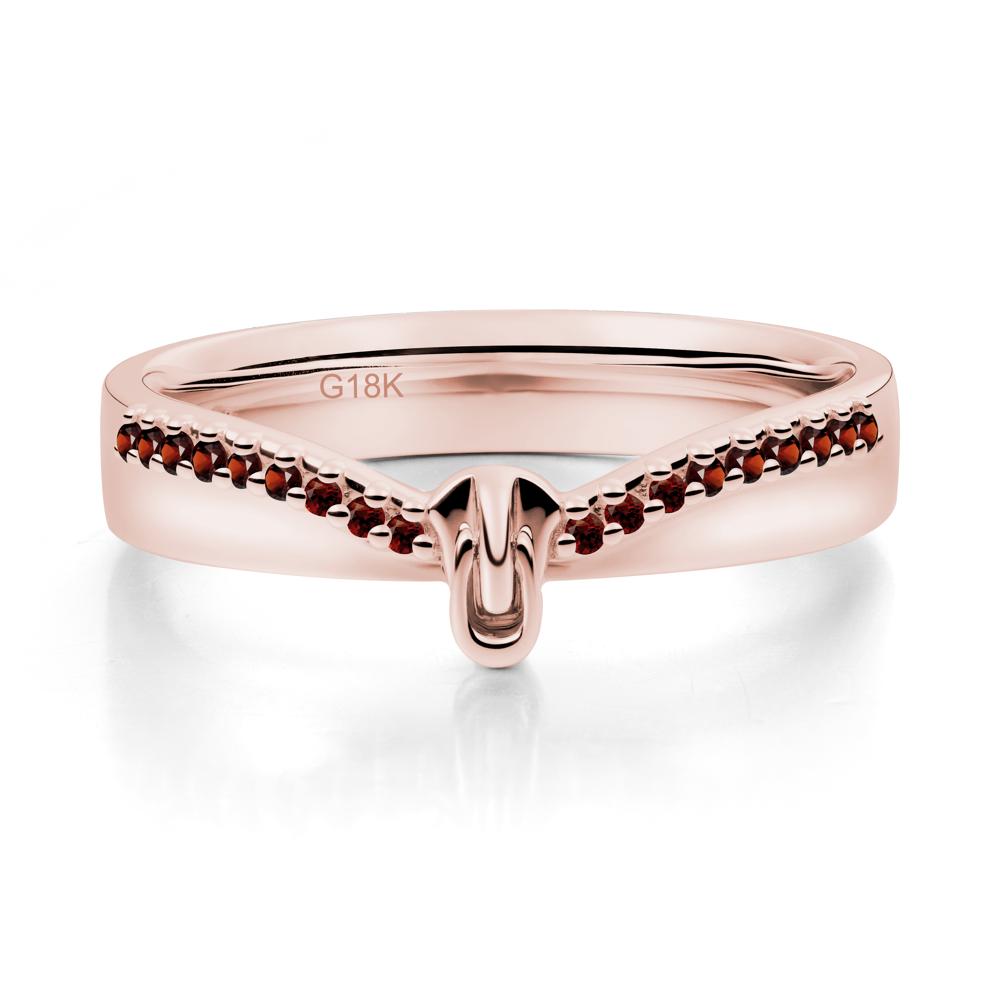 Zipper Inspired Movable Clasp Garnet Curved Ring - LUO Jewelry #metal_18k rose gold