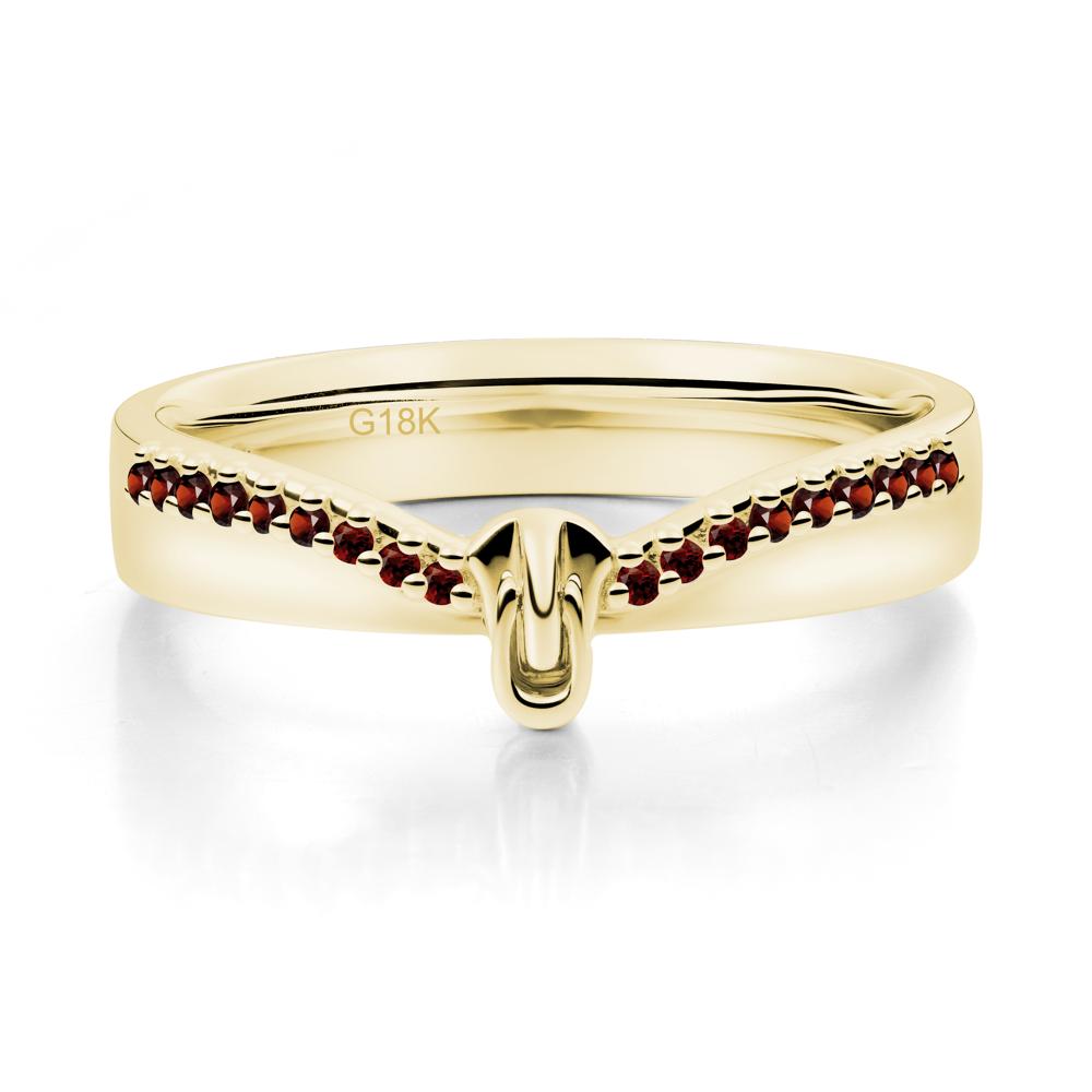 Zipper Inspired Movable Clasp Garnet Curved Ring - LUO Jewelry #metal_18k yellow gold