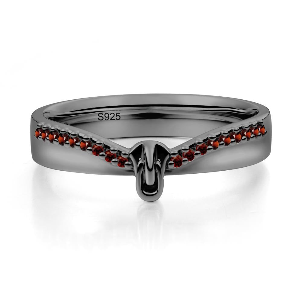Zipper Inspired Movable Clasp Garnet Curved Ring - LUO Jewelry #metal_black finish sterling silver