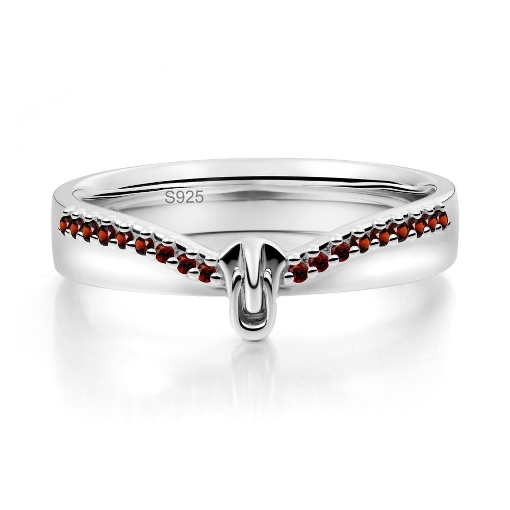 Zipper Inspired Movable Clasp Garnet Curved Ring - LUO Jewelry #metal_sterling silver