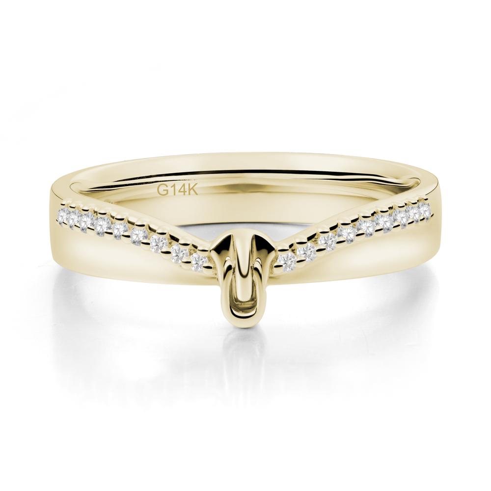 Zipper Inspired Movable Clasp Moissanite Curved Ring - LUO Jewelry #metal_14k yellow gold