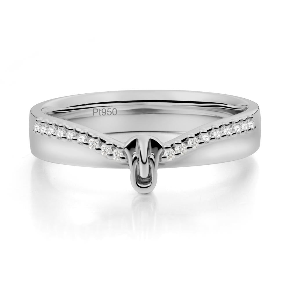 Zipper Inspired Movable Clasp Moissanite Curved Ring - LUO Jewelry #metal_platinum