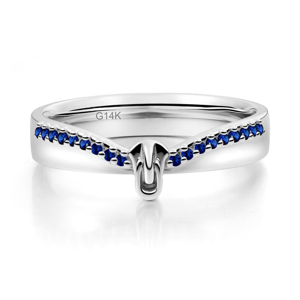 Zipper Inspired Movable Clasp Sapphire Curved Ring - LUO Jewelry #metal_14k white gold