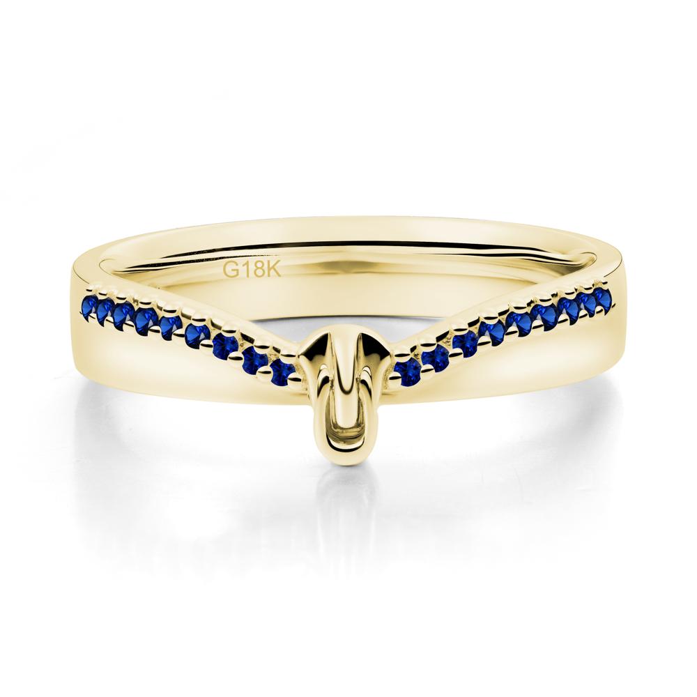 Zipper Inspired Movable Clasp Sapphire Curved Ring - LUO Jewelry #metal_18k yellow gold