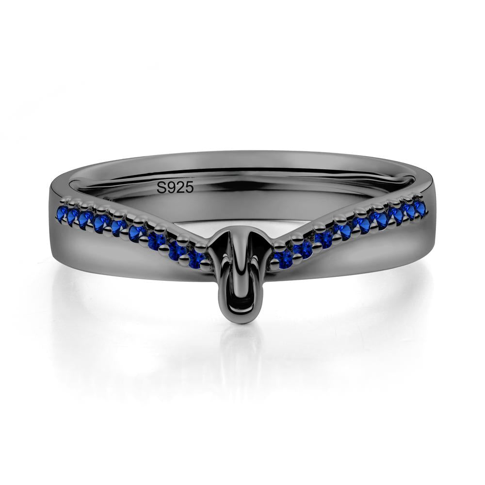 Zipper Inspired Movable Clasp Sapphire Curved Ring - LUO Jewelry #metal_black finish sterling silver