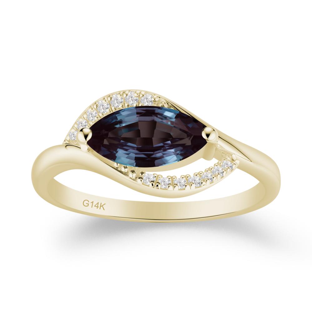 Unique Bypass Alexandrite Engagement Ring - LUO Jewelry #metal_14k yellow gold