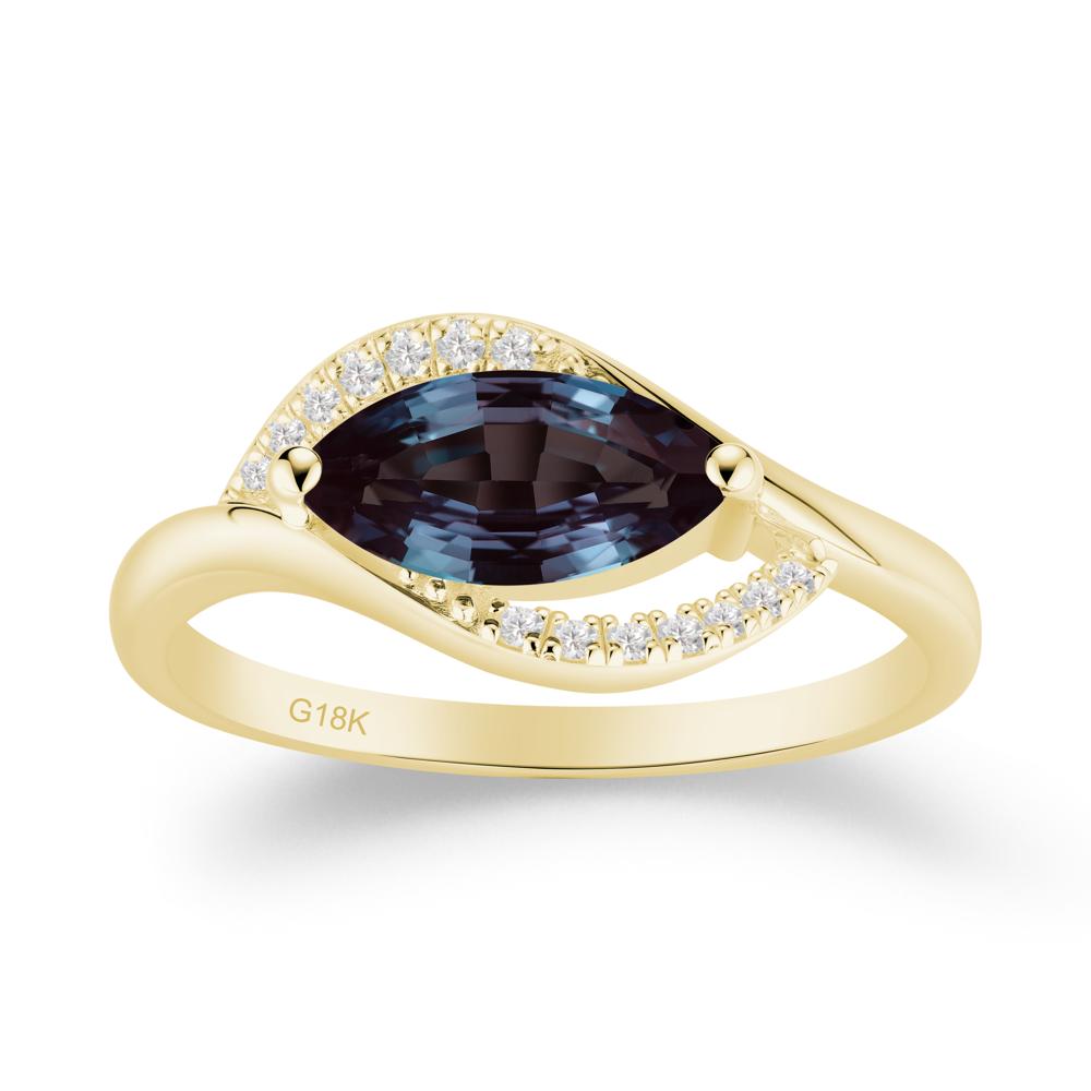 Unique Bypass Alexandrite Engagement Ring - LUO Jewelry #metal_18k yellow gold
