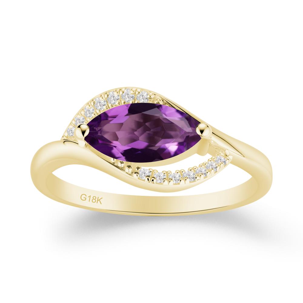 Leaf Amethyst Bypass Ring - LUO Jewelry #metal_18k yellow gold