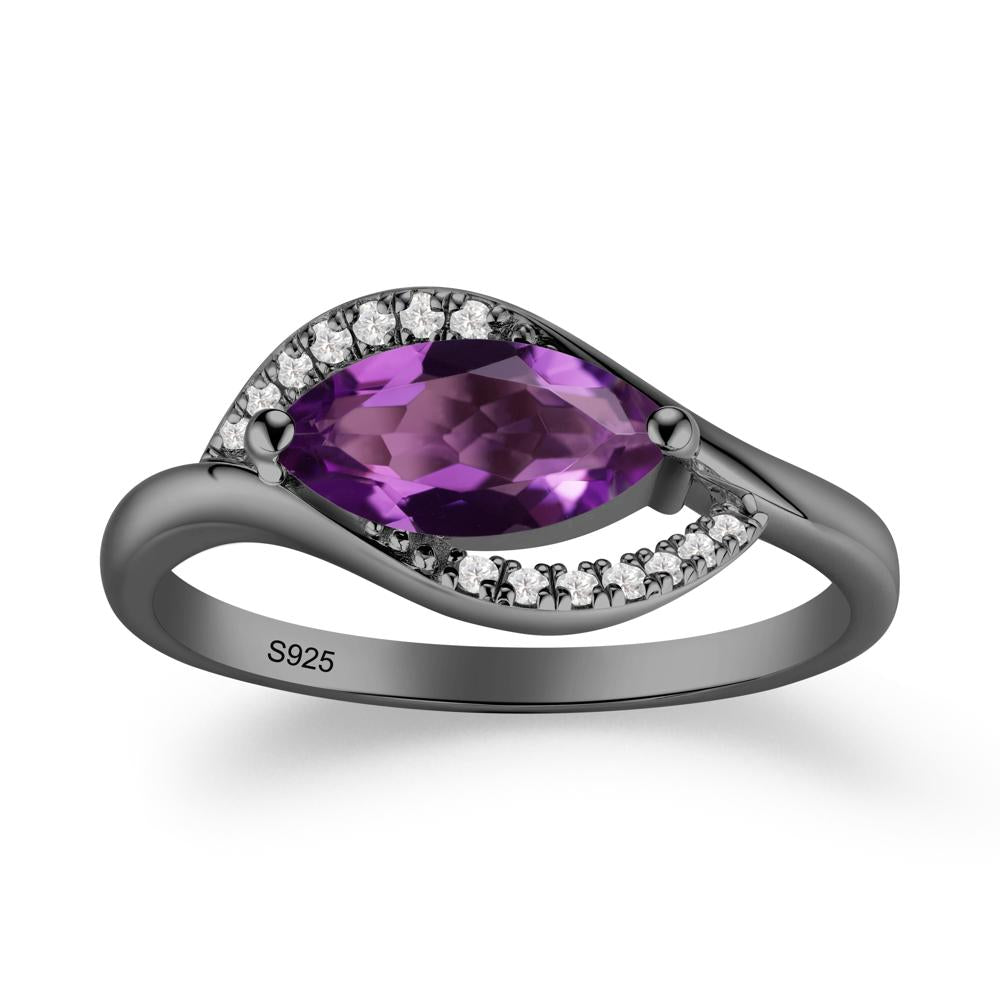Leaf Amethyst Bypass Ring - LUO Jewelry #metal_black finish sterling silver