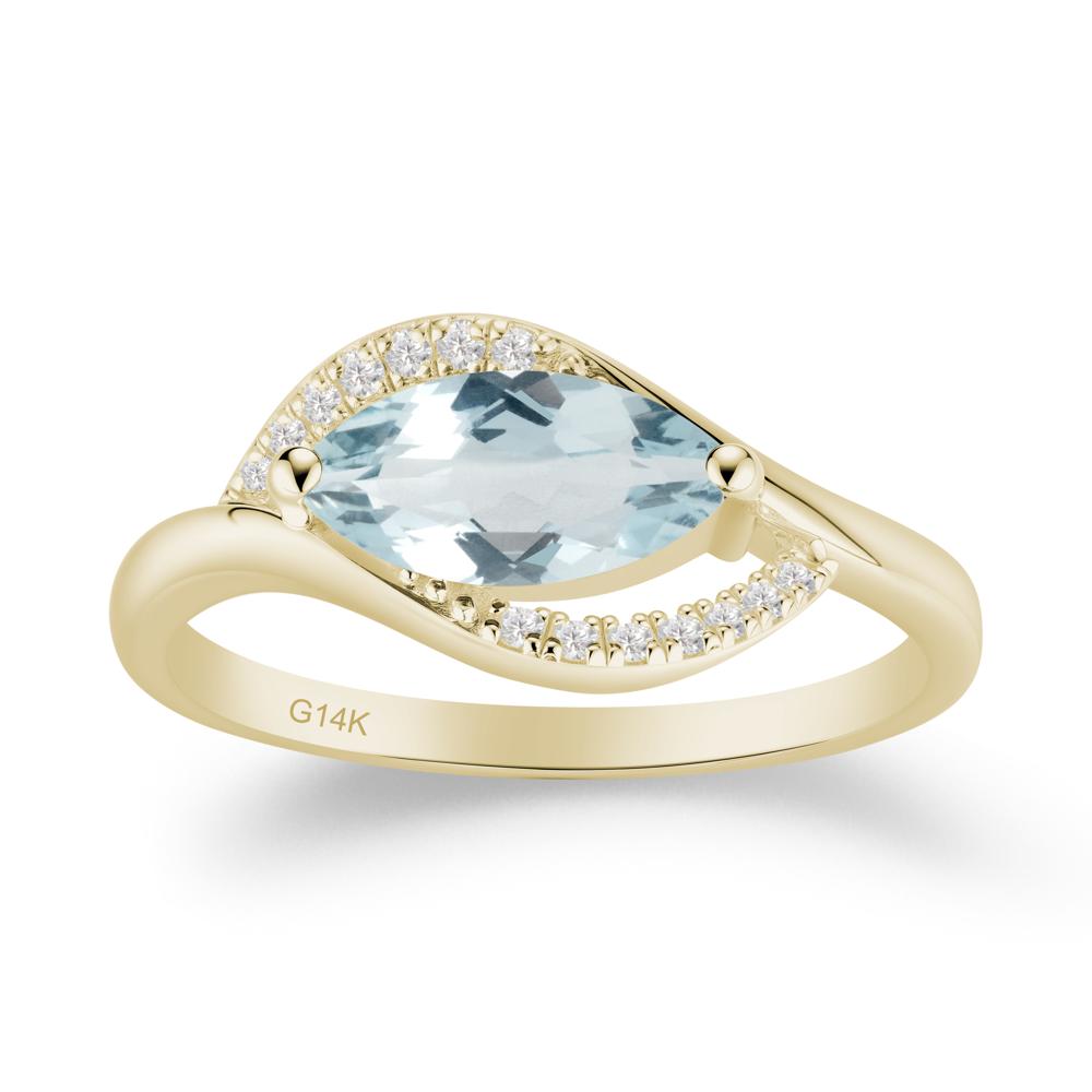 Leaf Aquamarine Bypass Ring - LUO Jewelry #metal_14k yellow gold