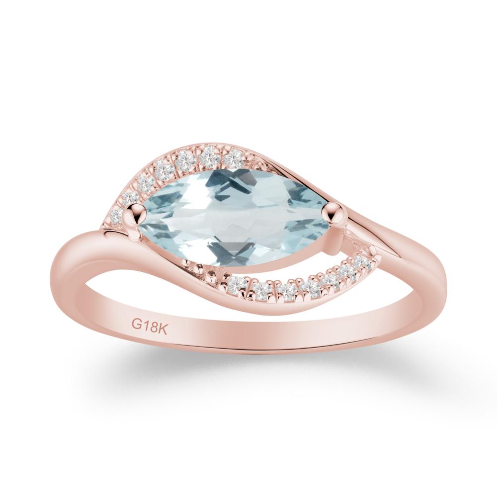 Leaf Aquamarine Bypass Ring - LUO Jewelry #metal_18k rose gold