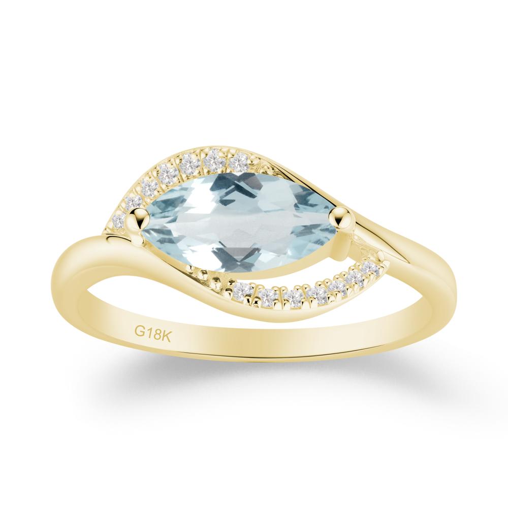 Leaf Aquamarine Bypass Ring - LUO Jewelry #metal_18k yellow gold