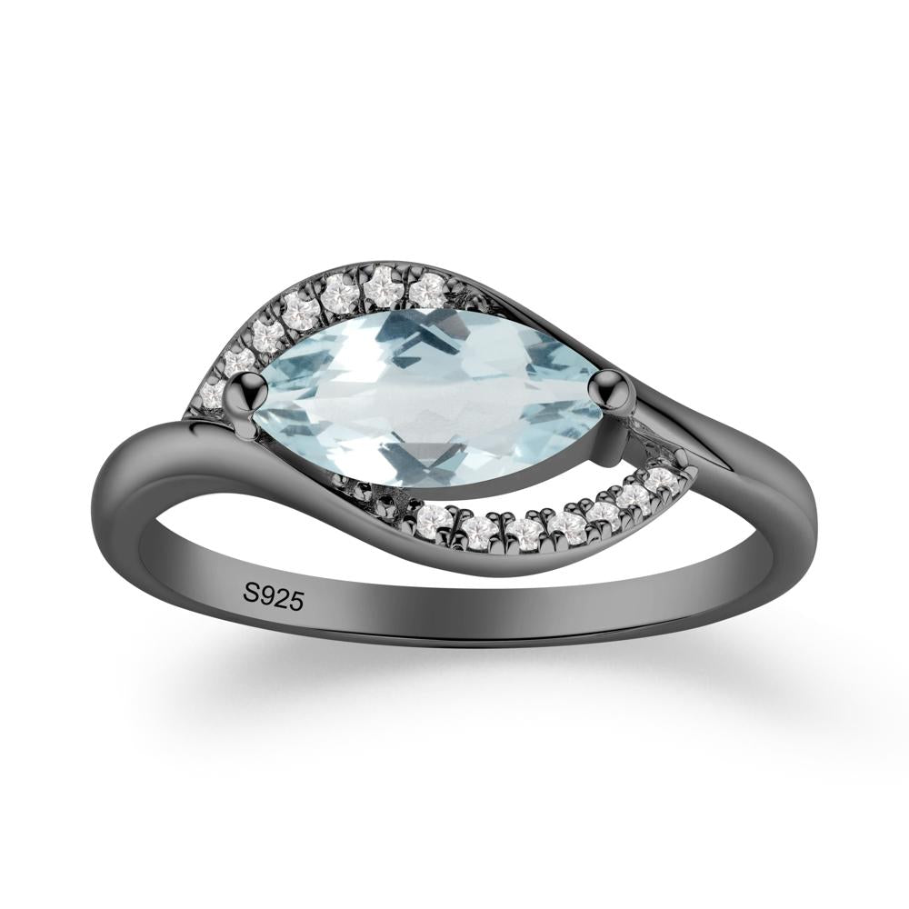 Leaf Aquamarine Bypass Ring - LUO Jewelry #metal_black finish sterling silver