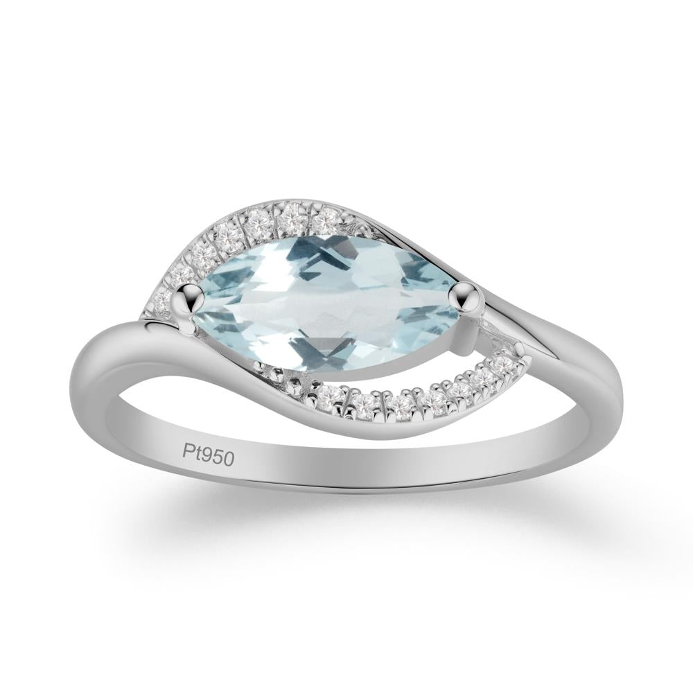 Leaf Aquamarine Bypass Ring - LUO Jewelry #metal_platinum