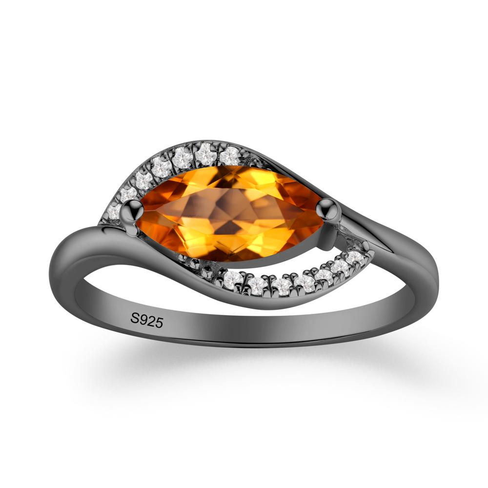Leaf Citrine Bypass Ring - LUO Jewelry #metal_black finish sterling silver