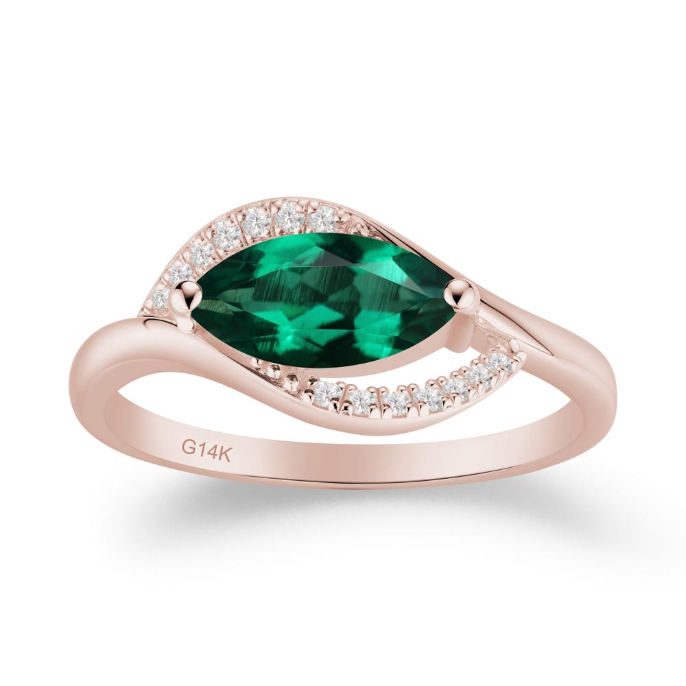 Leaf Inspired Marquise Cut Emerald Ring - LUO Jewelry #metal_14k rose gold