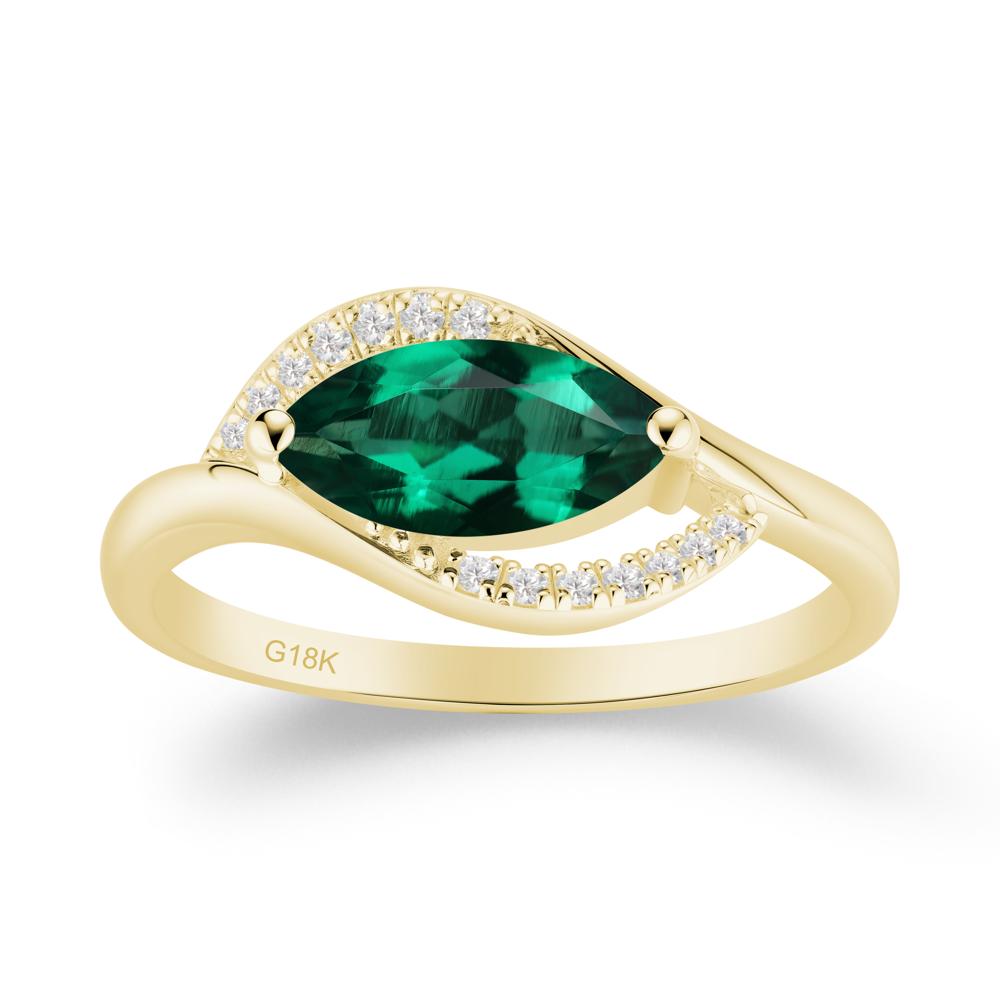 Leaf Inspired Marquise Cut Emerald Ring - LUO Jewelry #metal_18k yellow gold
