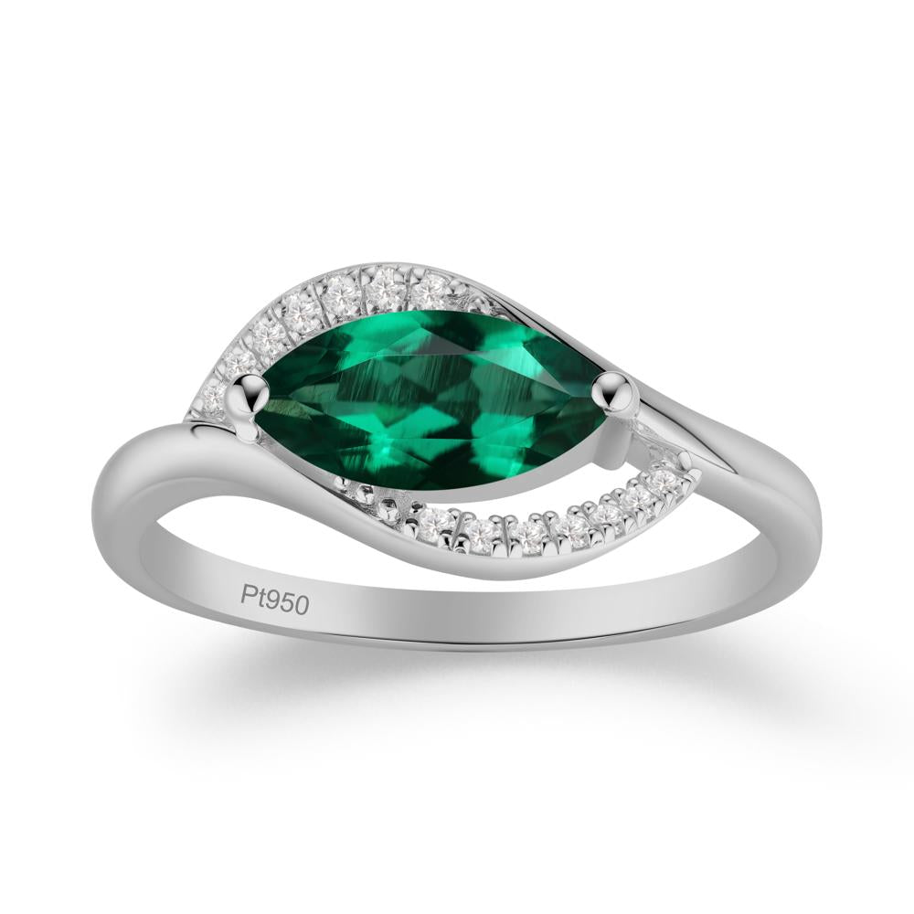 Leaf Inspired Marquise Cut Emerald Ring - LUO Jewelry #metal_platinum