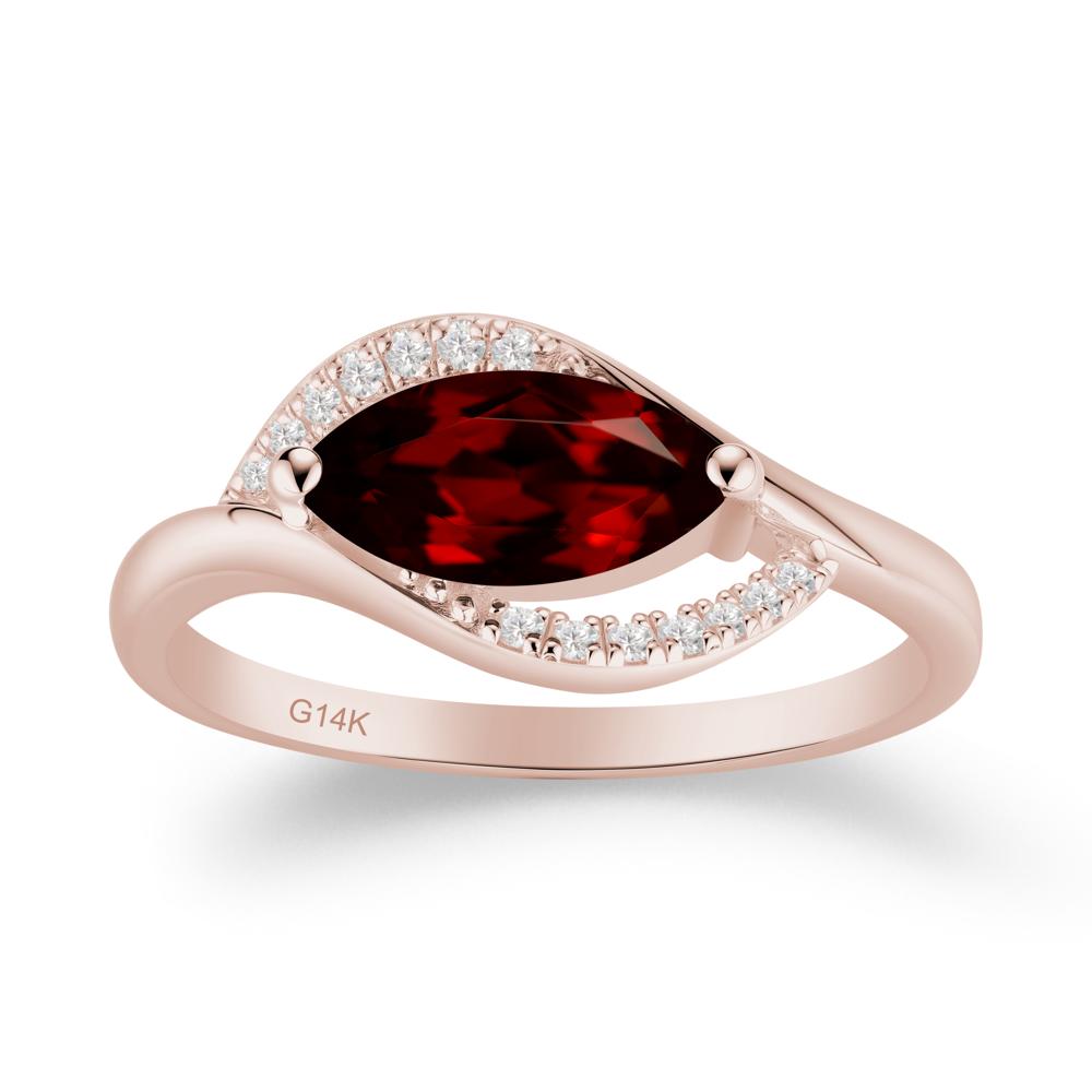 Leaf Inspired Marquise Cut Garnet Ring - LUO Jewelry #metal_14k rose gold