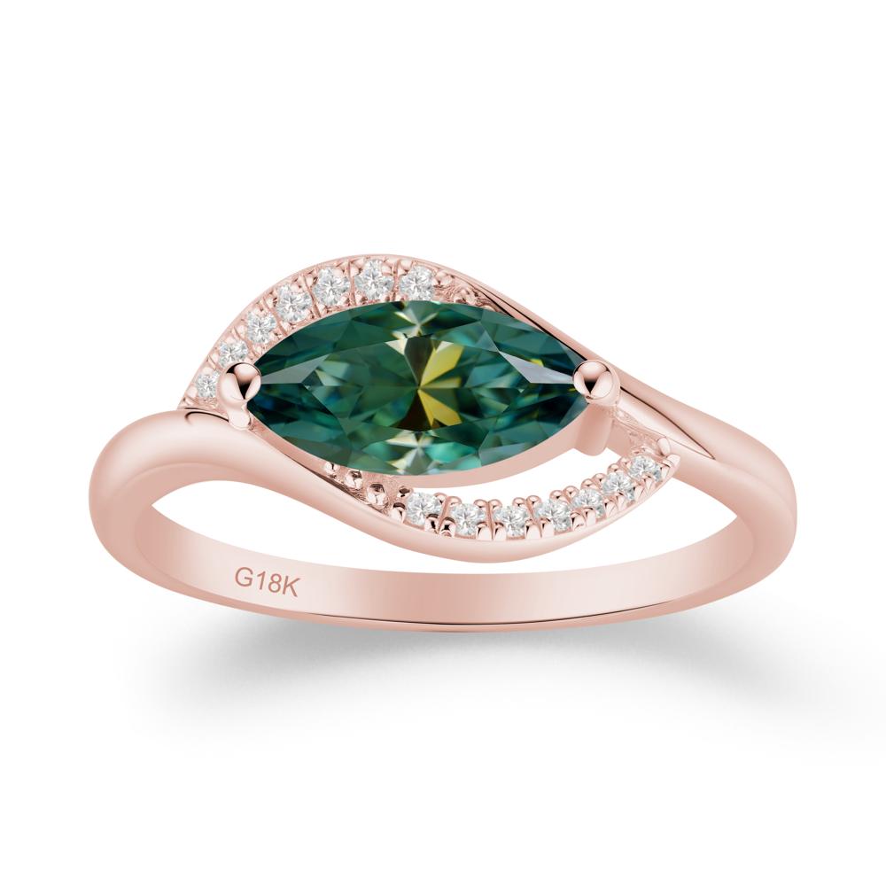 Leaf Green Moissanite Bypass Ring - LUO Jewelry #metal_18k rose gold