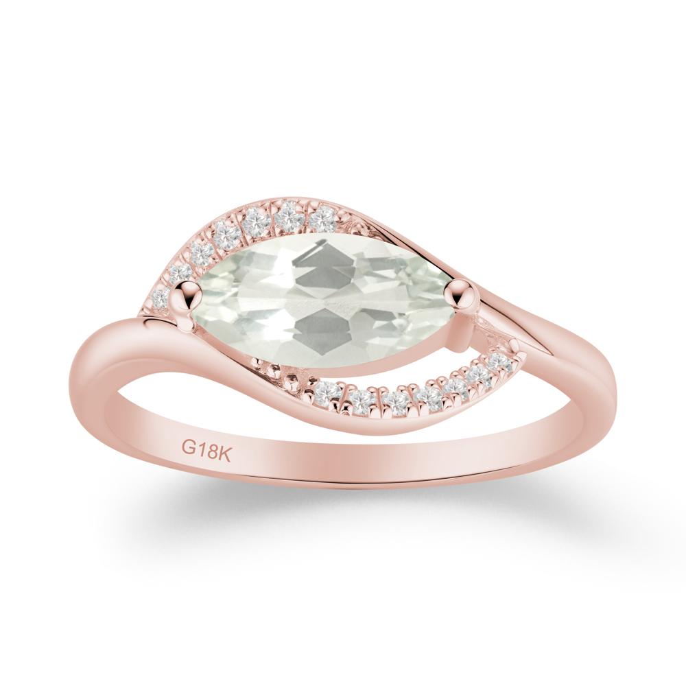 Unique Bypass Green Amethyst Engagement Ring - LUO Jewelry #metal_18k rose gold