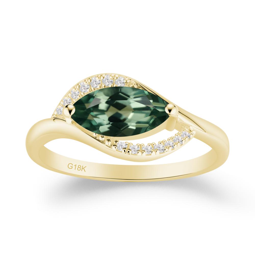 Leaf Inspired Marquise Cut Green Sapphire Ring - LUO Jewelry #metal_18k yellow gold