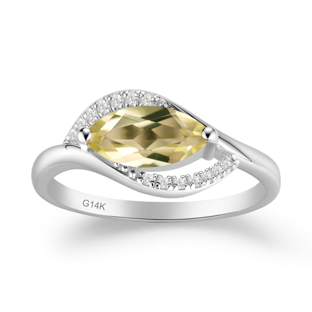 Leaf Inspired Marquise Cut Lemon Quartz Ring - LUO Jewelry #metal_14k white gold