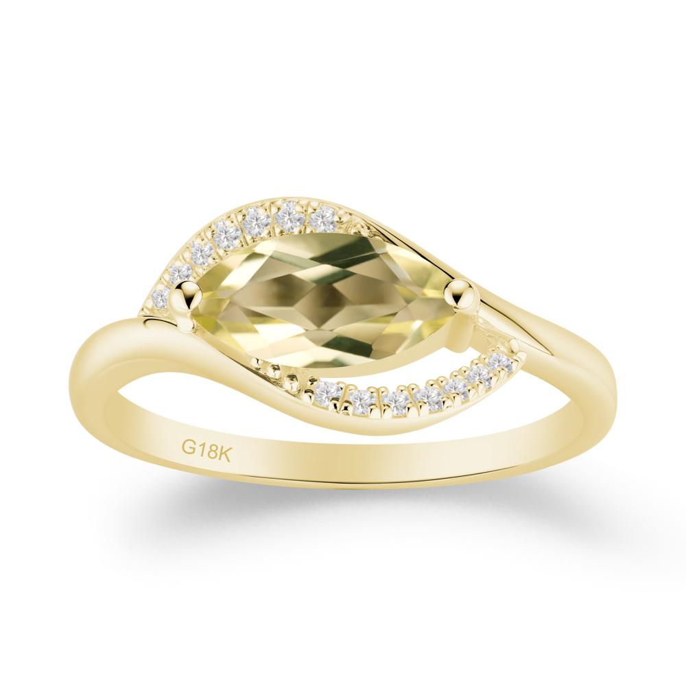 Leaf Inspired Marquise Cut Lemon Quartz Ring - LUO Jewelry #metal_18k yellow gold