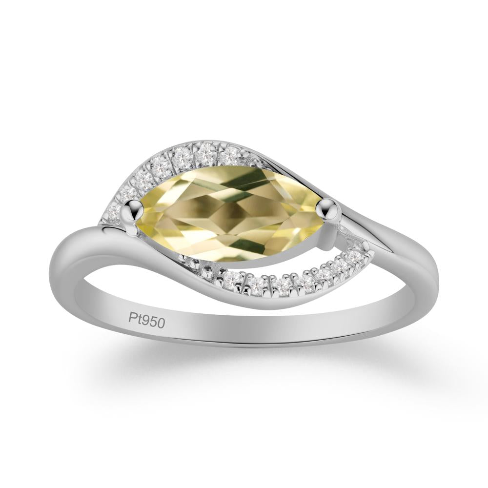 Leaf Inspired Marquise Cut Lemon Quartz Ring - LUO Jewelry #metal_platinum
